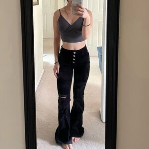 Black corduroy flare / bell bottom pants / jeans